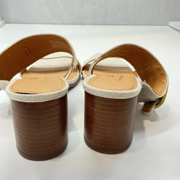 Tommy Bahama Trista Oatmeal Textile‎ Upper Block 2.5" Heel Sandals Womens 8M - Picture 7 of 7